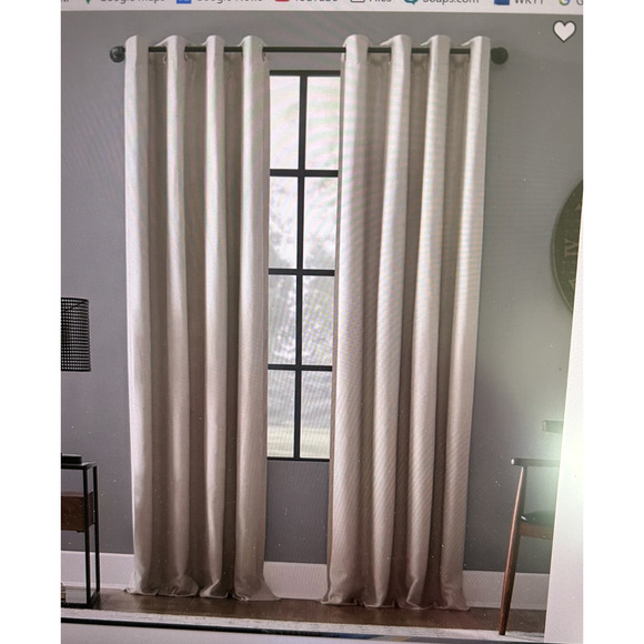 ARCHAEO PEARL LINEN BLEND GROMMET TOP BLACKOUT CURTAINS 4 PANELS 52X84 IN - Picture 1 of 7